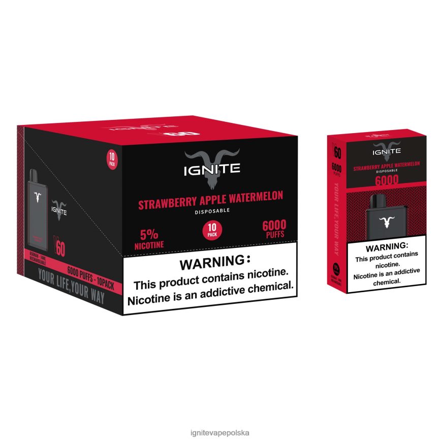 Ignite E Papieros Opinie | IGNITE V60 vape pen 10 szt arbuz truskawkowo-jabłkowy 0648NZ25
